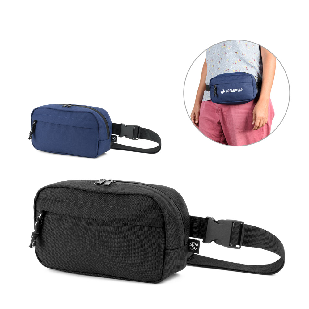 RD 92386-Pochete personalizada em poliéster reciclado com bolso frontal RD 92386-Pochete personalizada em poliéster reciclado com bolso frontal